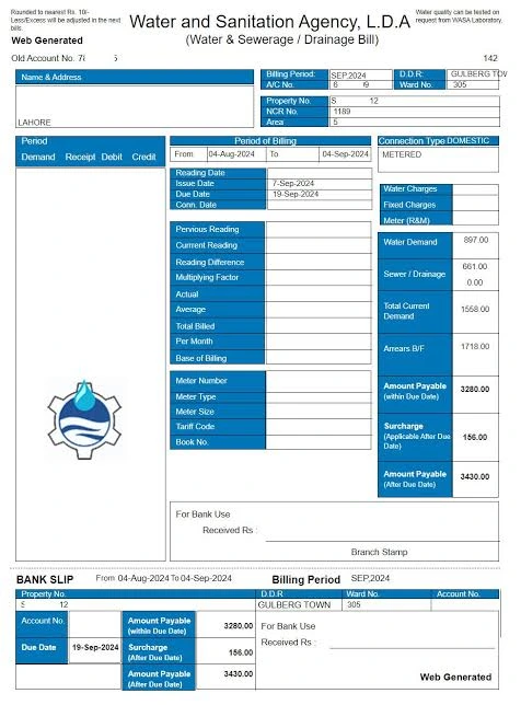 WASA Bill Online 2026 - Get wasa duplicate bill